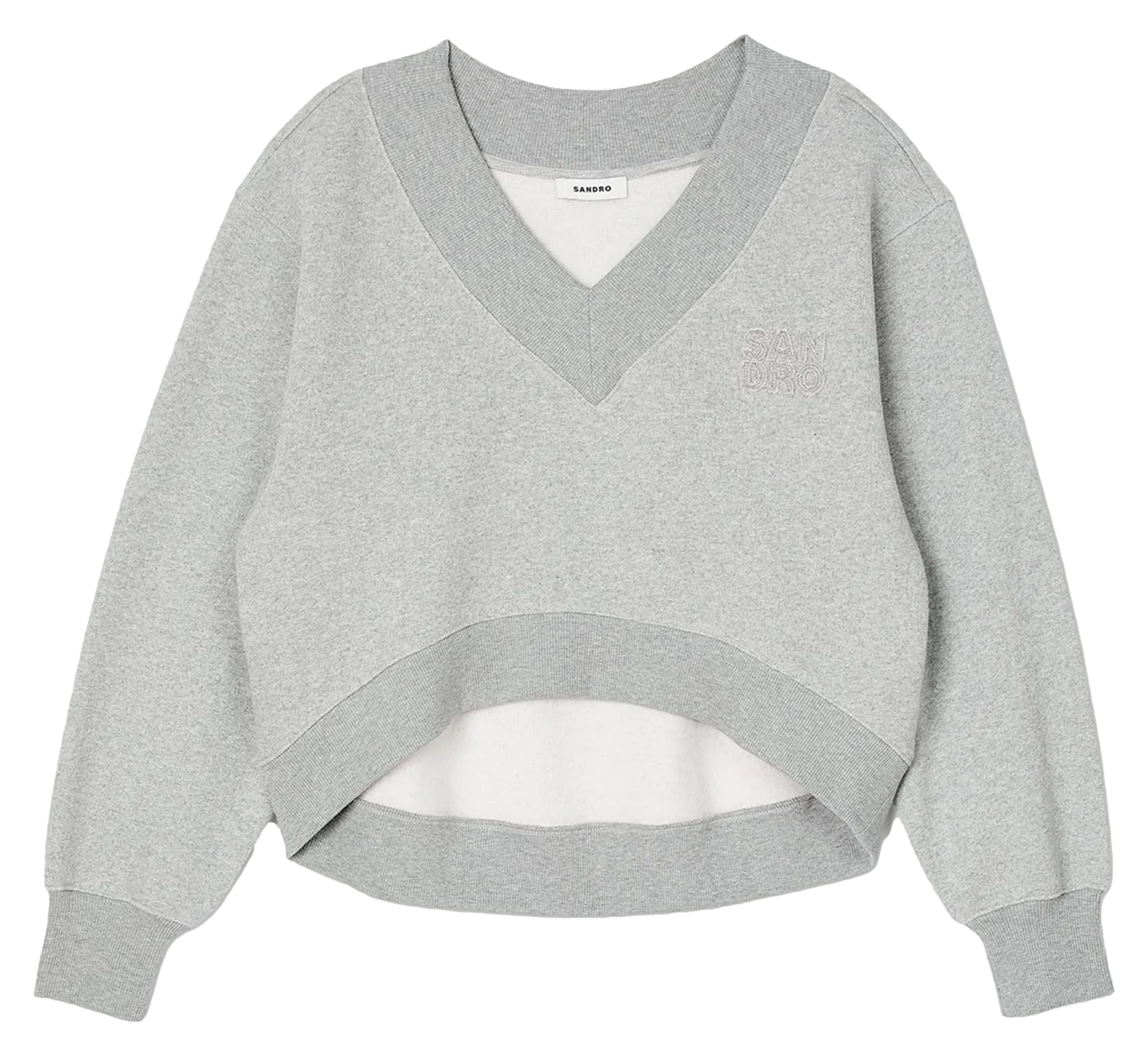 Sudadera amplia de cuello en V en mezcla de algodón. en gris