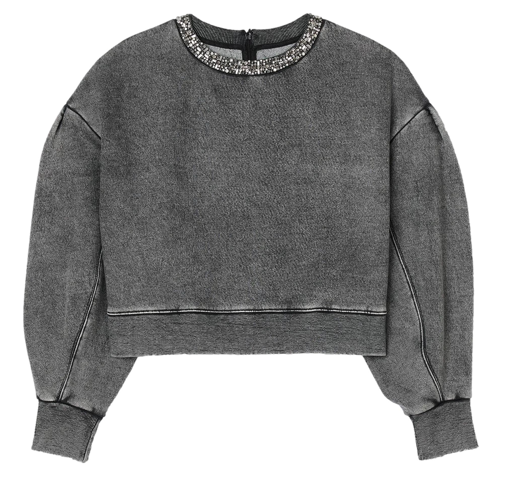 Sudadera con cuello redondo y aplique de rejilla en gris