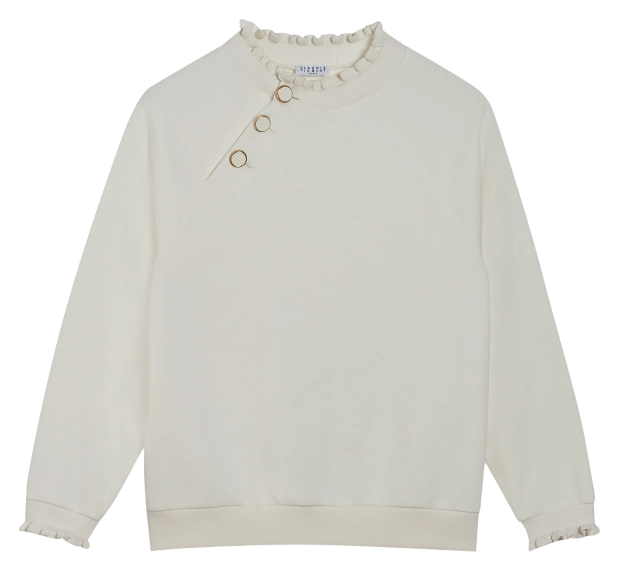 Sudadera de mezcla de algodón con cuello redondo en blanco