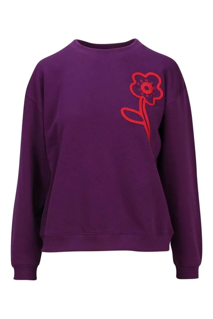 Sudadera violeta con gráfica roja