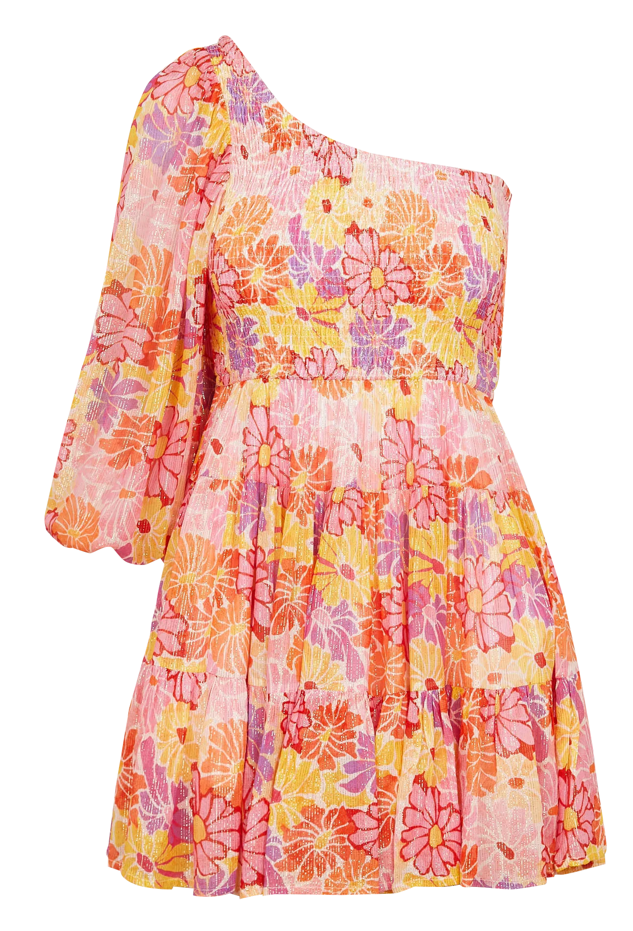 SUNDRESS JOANNA - Vestido corto asimétrico estampado en multicolor