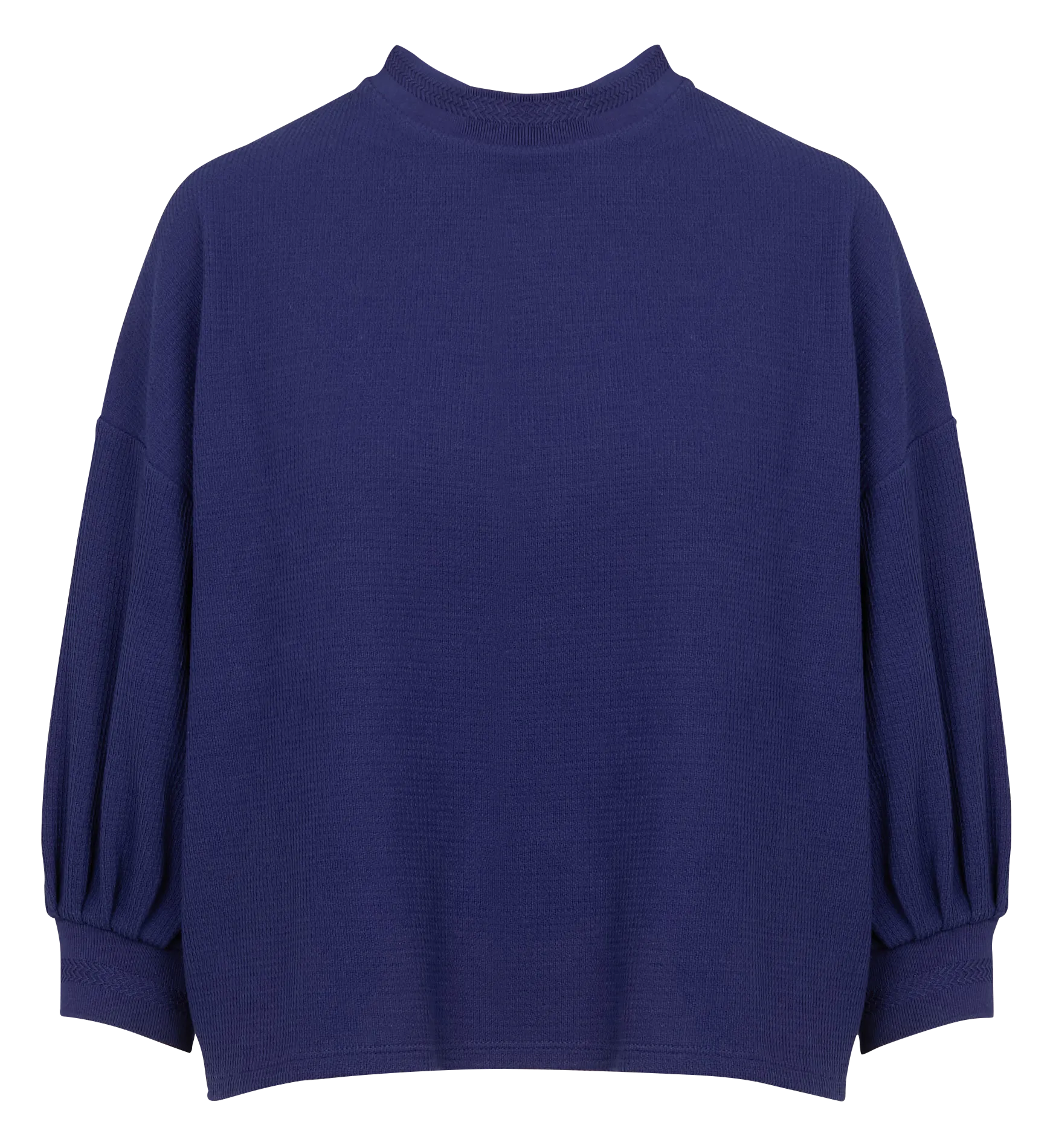 TAMARILLO - Sudadera de cuello redondo con aspecto de nido de abeja de mezcla de algodón en azul