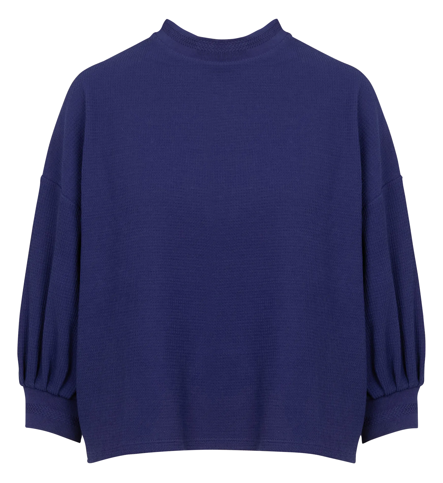 TAMARILLO - Sudadera de cuello redondo con aspecto de nido de abeja de mezcla de algodón en azul