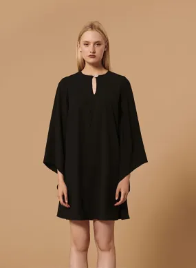 TARA JARMON RAONIE - Vestido corto de crepé con cuello redondo en negro