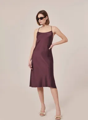 TARA JARMON REANE - Vestido midi efecto satinado en marron