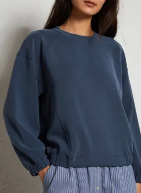 THELMA - Sudadera holgada con cuello redondo en azul