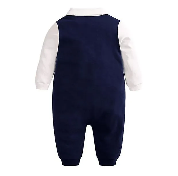 Toddler Baby  British Gentleman Bow Tie Short-sleeved Romper Pullover Suit