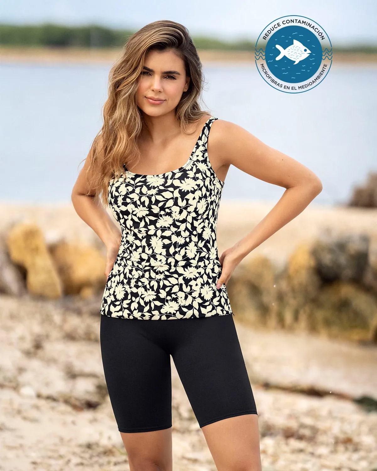 Traje de bao tankini camiseta + short largo BIO-PET