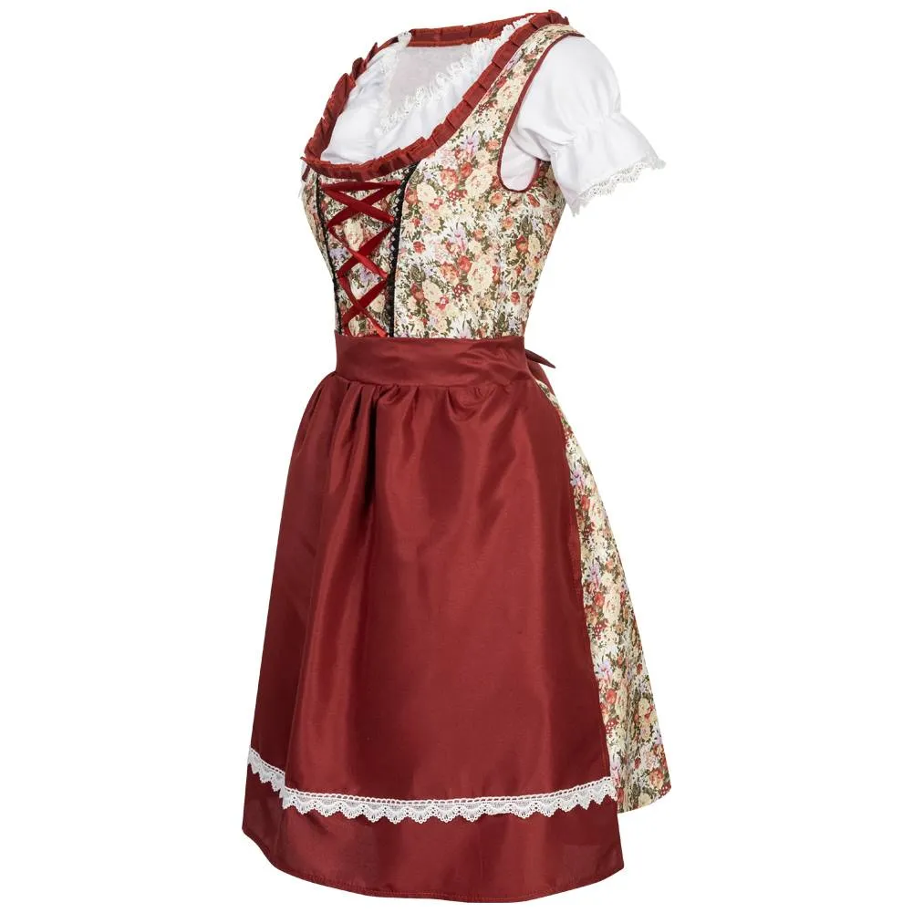 Traje tradicional tirolés Mujer Oktoberfest MIESEPETER® rojo vino