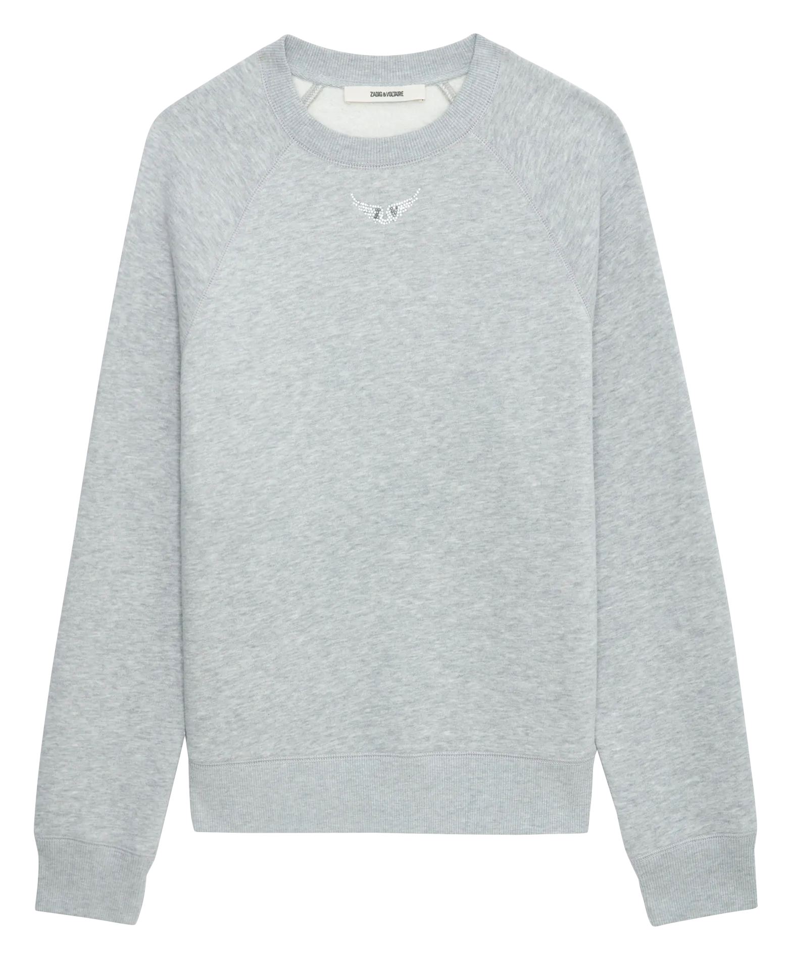 UPPER - Sudadera recta de mezcla de algodón orgánico con cuello redondo en gris