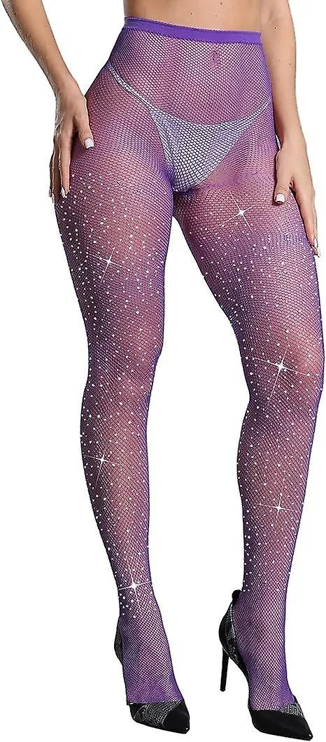 Women's Sparkle Rhinestone Fishnets, Sexy Sparkly Glitter Party Concert Outfit Fishnet Stockings