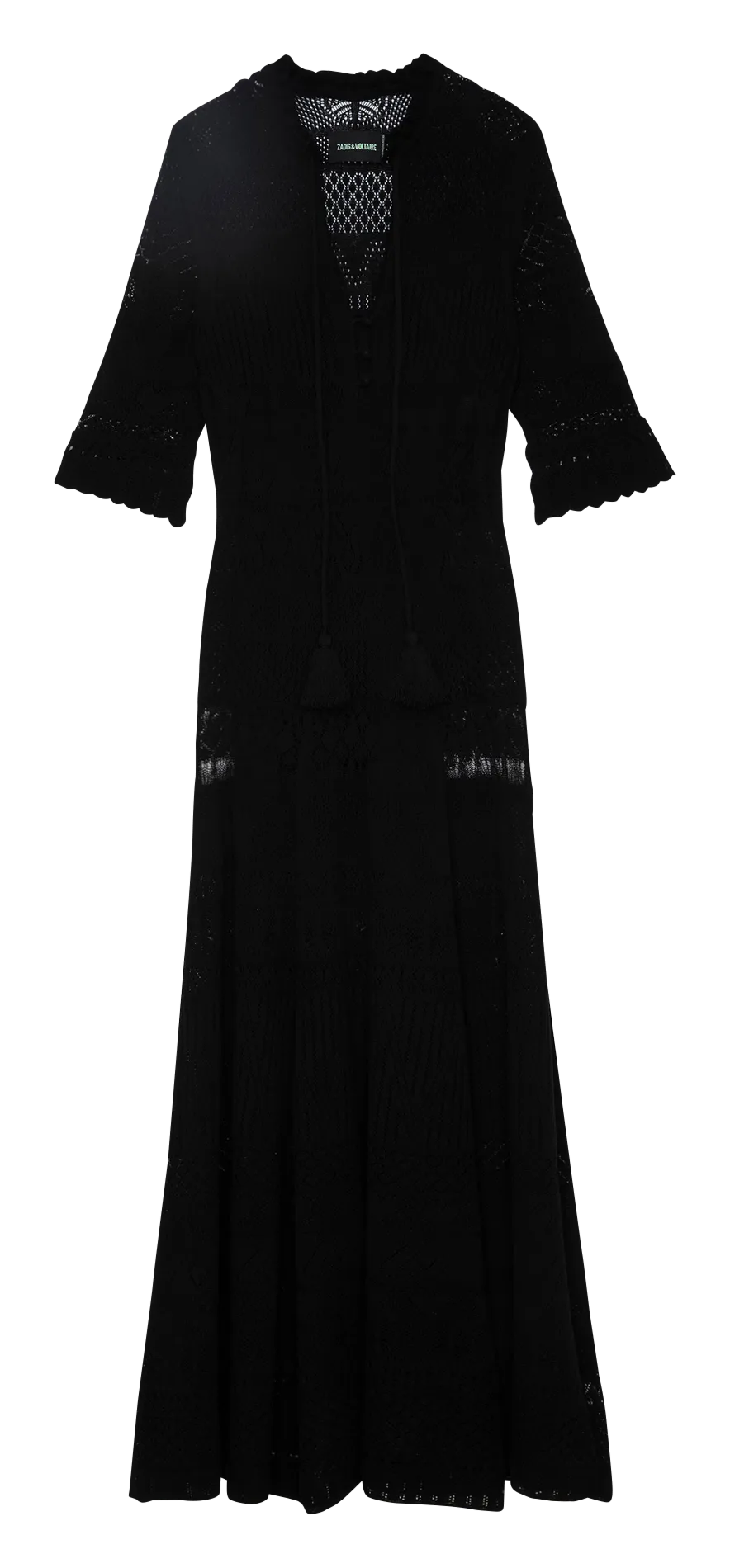 ZADIG&VOLTAIRE MEMPHIS - Vestido largo de ganchillo en negro